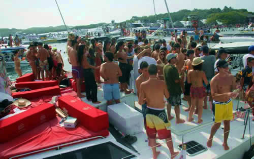 getting wild at Cholon Island Beach Party Cartagena Colombia